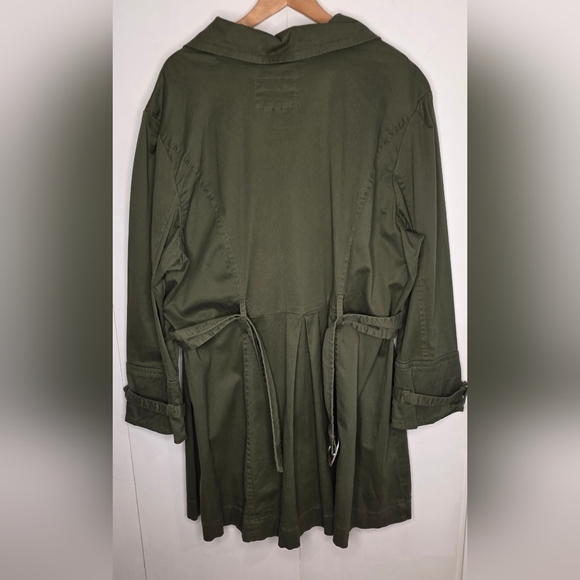 Live A Little 3XL Dark Green  khaki Trench Coat - Picture 3 of 8